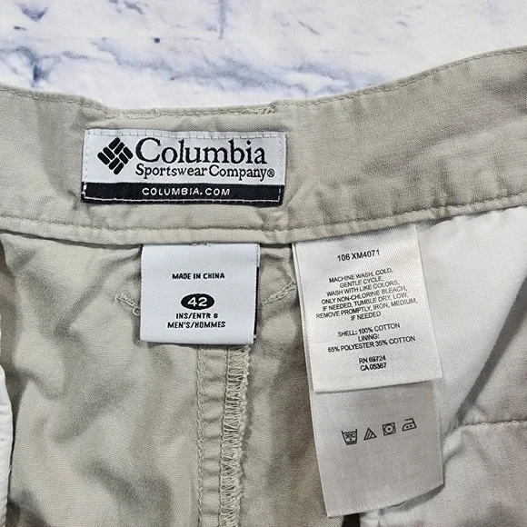 Columbia MENS SIZE 42 Tan Cargo Shorts XM4071 Dad 8" Inseam Hiking Outdoor - Picture 6 of 14